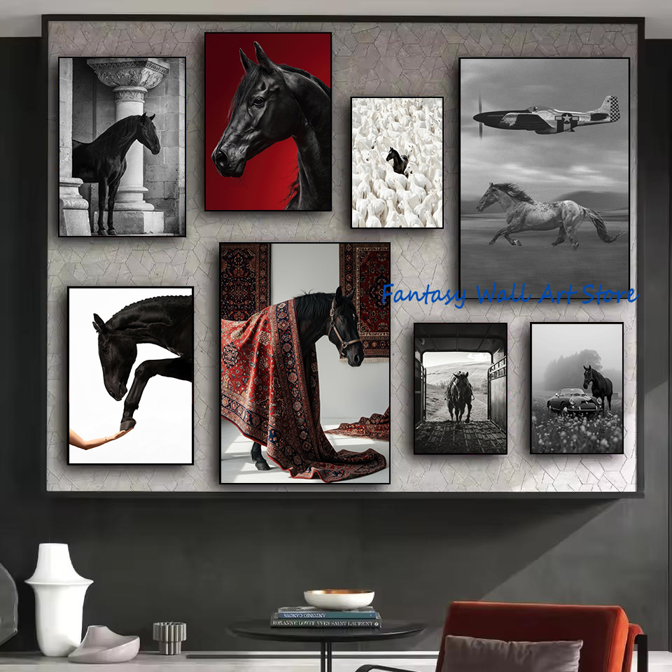Luxury Lifestyle Pictures - Zdjęcia Czarnych Koni Vintage Luksusowe Obrazy